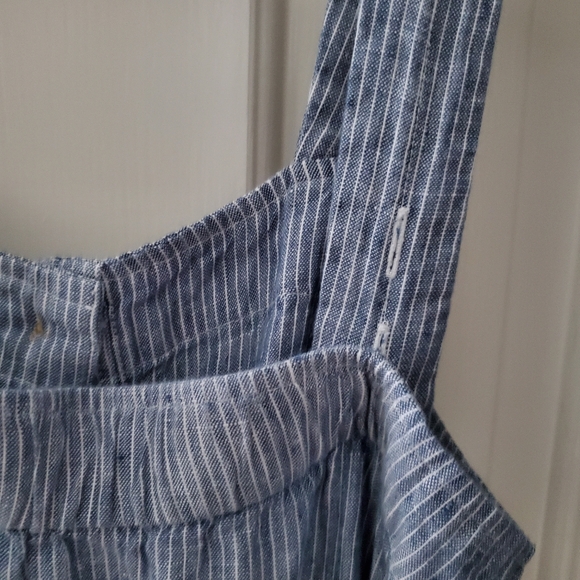 Everlane The Linen Picnic Jumpsuit (with belt),  White/Blue Pinstripe (2) - Picture 7 of 14